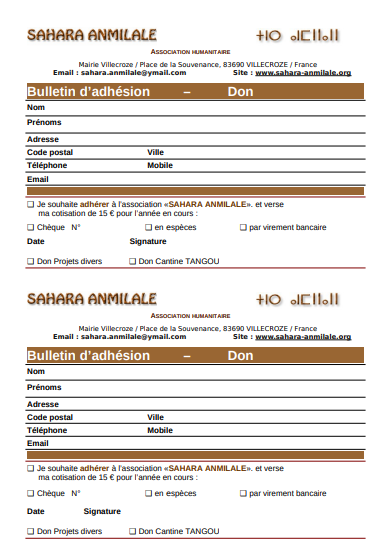 bulletin d'adhésion